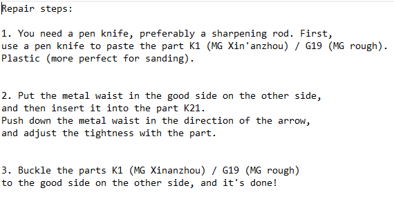 JAO Parts, MG Sinanju Metal Waist Fix