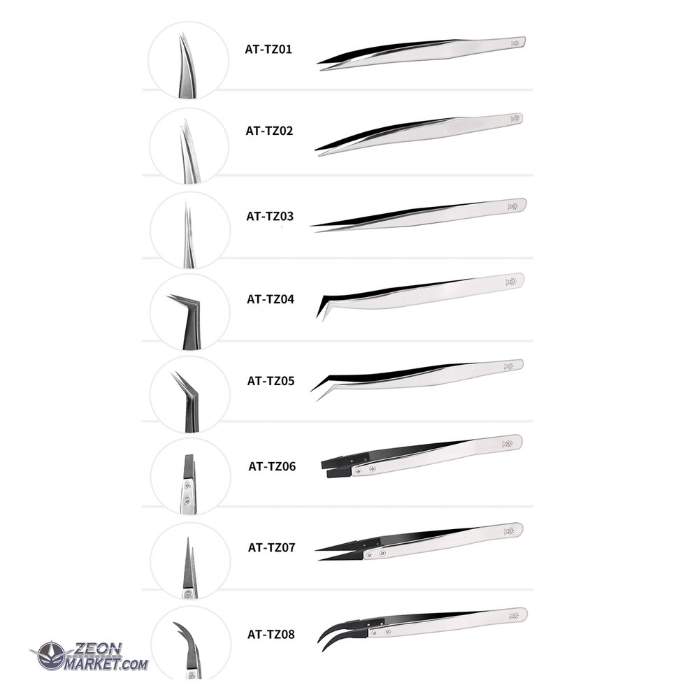 DSPIAE Gebogen Pincet Golden Feather AT-TZ05