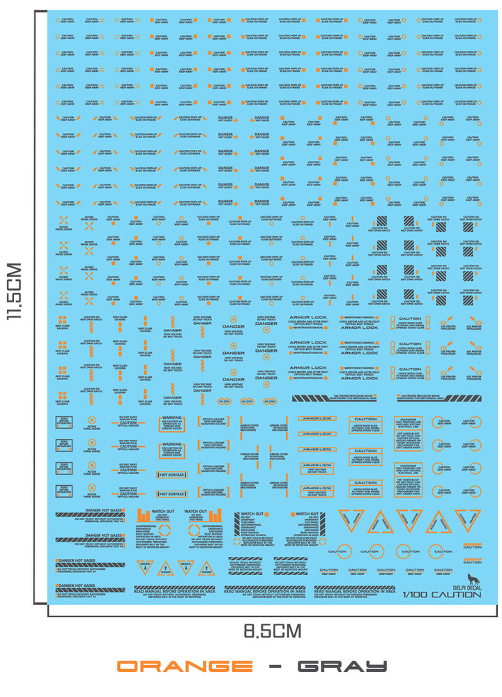 Delpi-Decal 1/100 Caution Signs Grijs Oranje