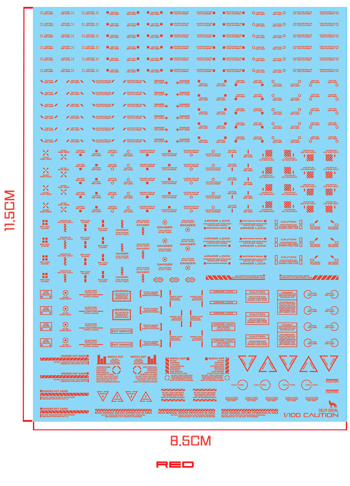 Delpi-Decal 1/100 Caution Signs Rood