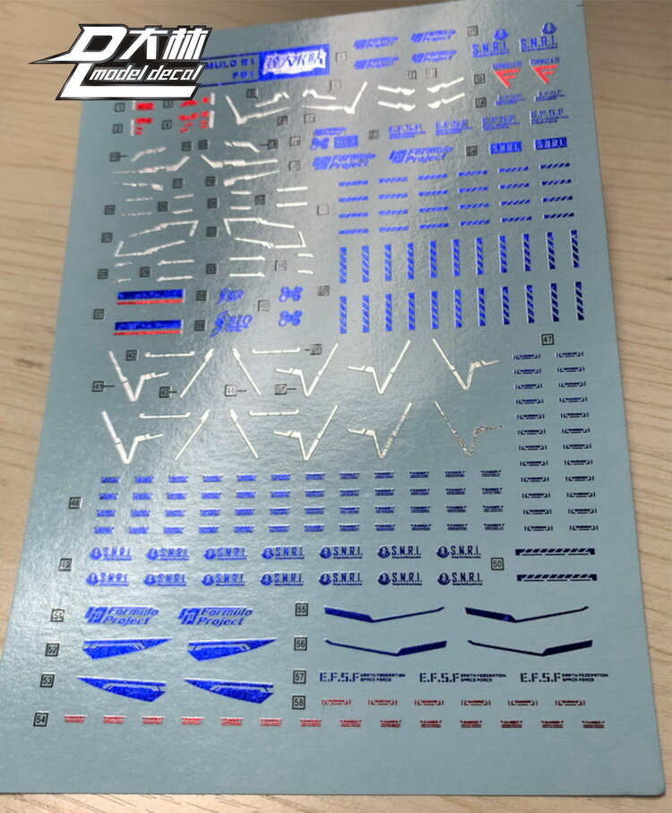 DL-Decal UC60 voor MG F91 Candy Blue 2 Vellen HOT STAMPING