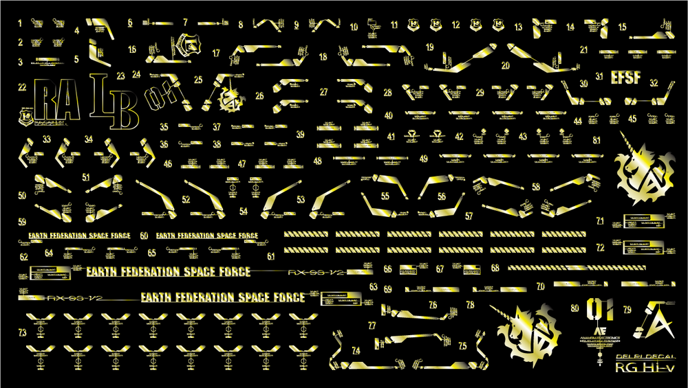 Delpi-Decal RG RX-93-2 Hi-Nu Metaal Goud