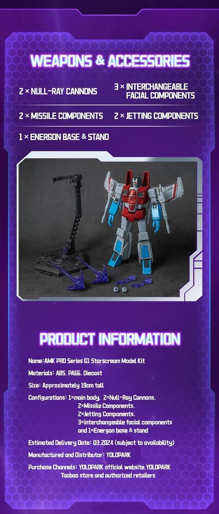 Yolopark Transformers: Generation 1 Starscream 19cm Model AMK Pro Series