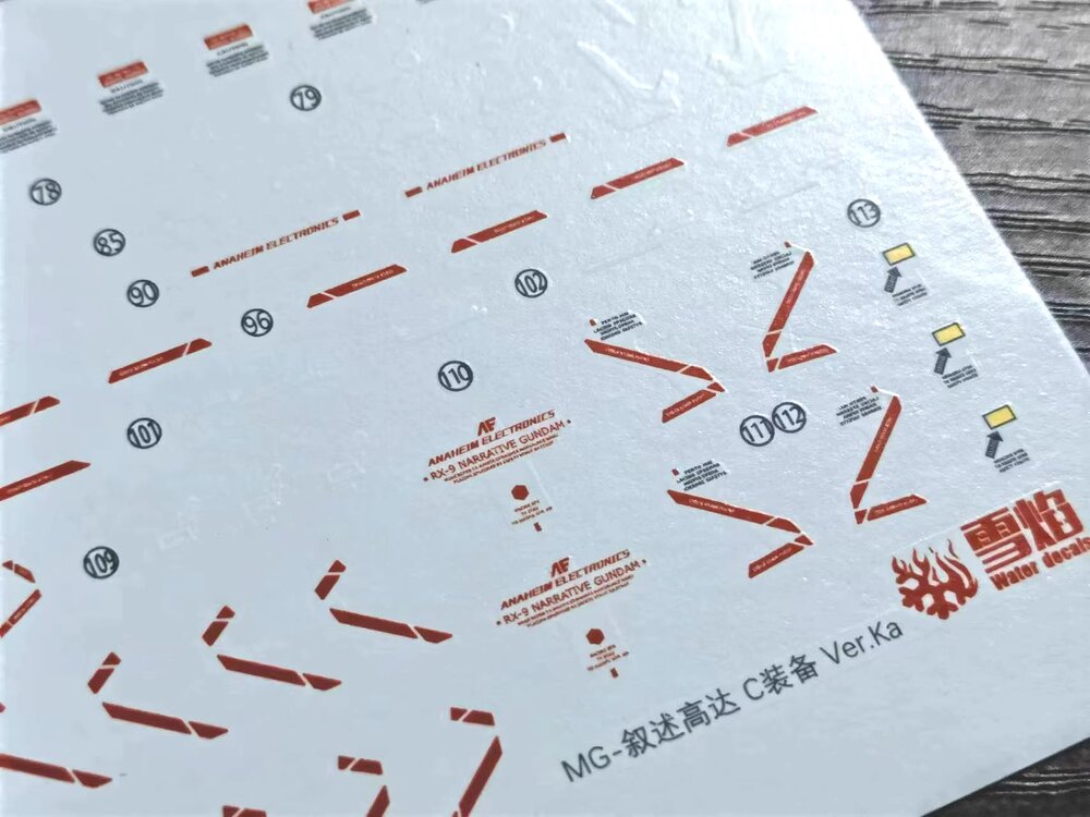 Flaming-Snow MG-160 Narrative Gundam C-Packs Ver. Ka Fluorescent Decals