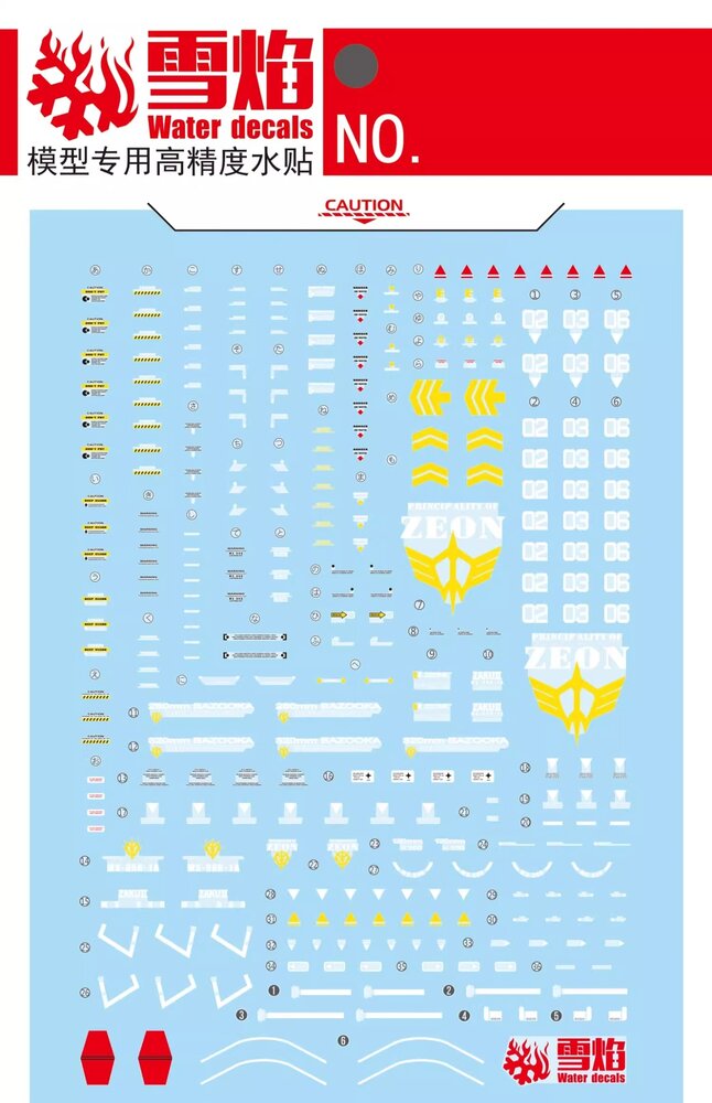 Flaming-Snow MG-110 Black Tri Stars Zaku II Ver. 2.0 Fluorescent Decals