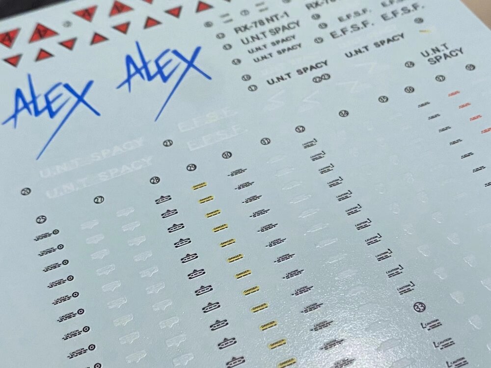 Flaming-Snow MG-49 RX-78 NT-1 Alex Ver 2.0 Fluorescent Decals