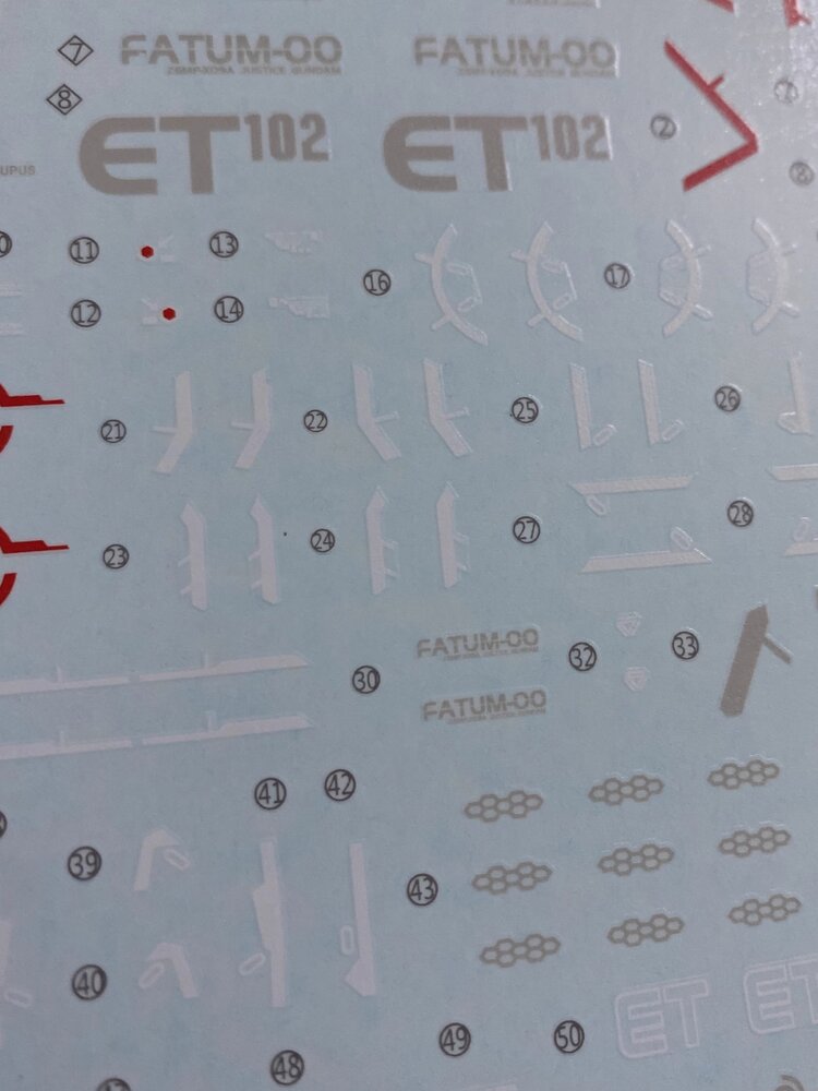 Flaming-Snow MG-10 Justice Gundam Fluorescent Decals