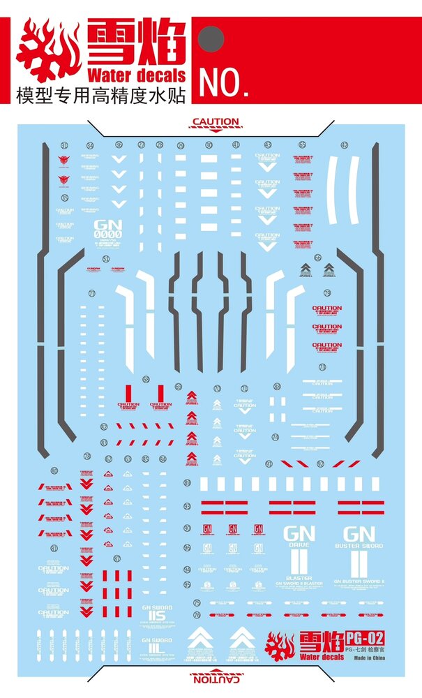 Flaming-Snow PG-02-2 OO Gundam Seven Sword/G Inspection Fluorescent Decals