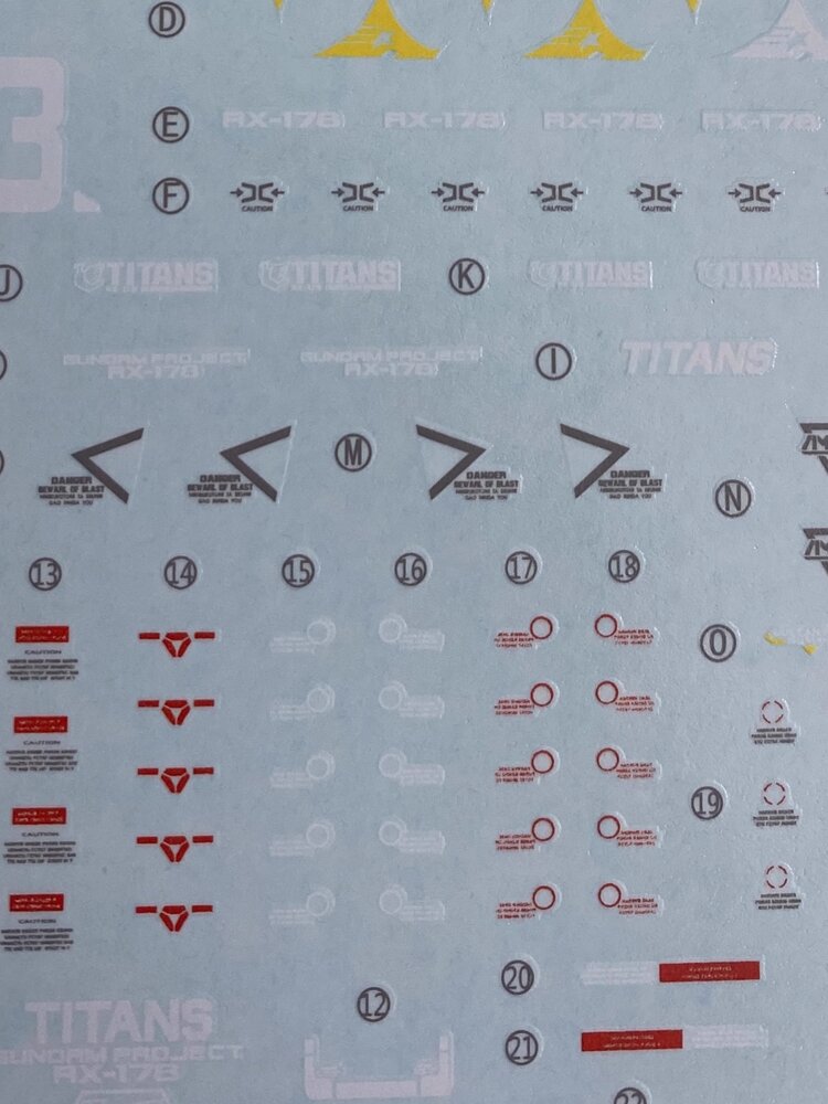 Flaming-Snow MG-33-1 Gundam MK-II Ver 2.0 Titans Fluorescent Decals