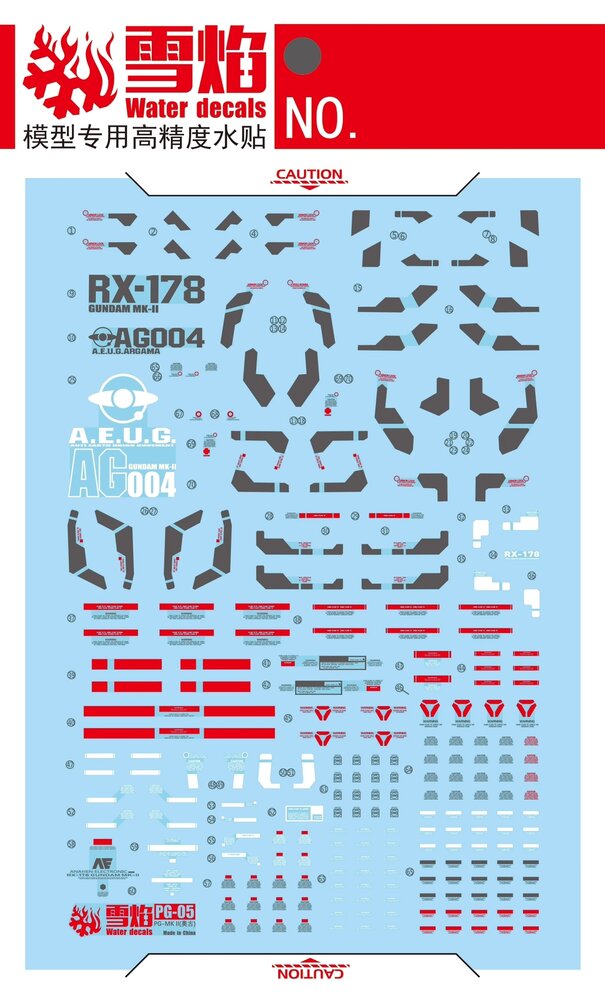 Flaming-Snow PG-05-1 Gundam RX-178 MK II A.E.U.G. Fluorescent Decals