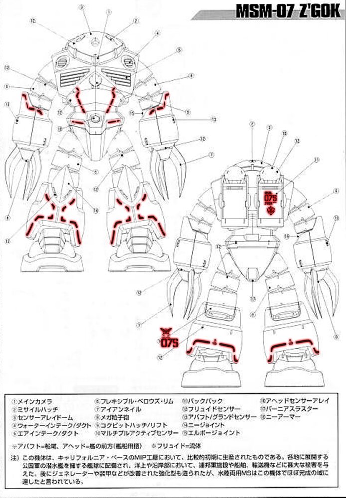 Flaming-Snow MG-48 MSM-07 Z&#039;Gok Fluorescent Decals