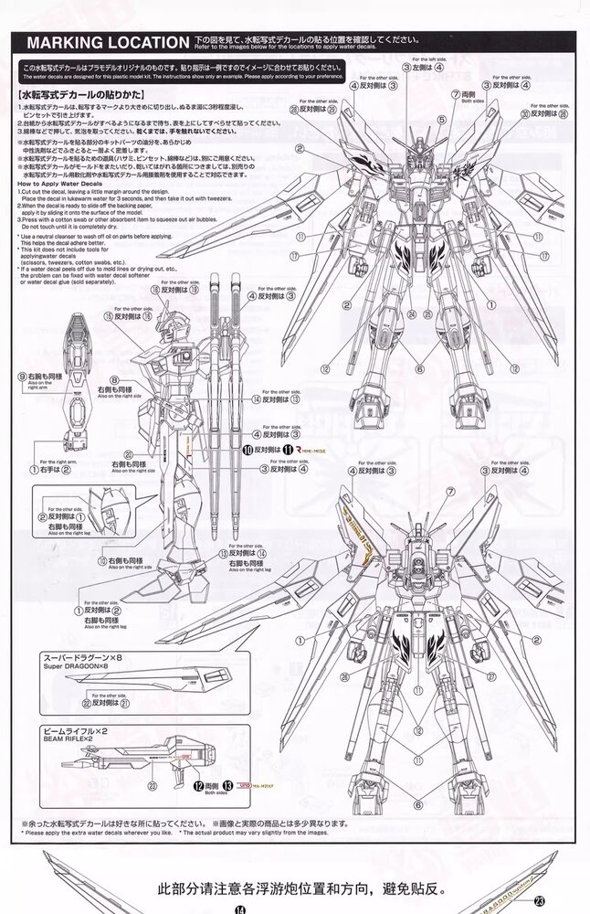 Flaming-Snow MG-83 Strike Freedom Ver. Zhuque Fluorescent Decals