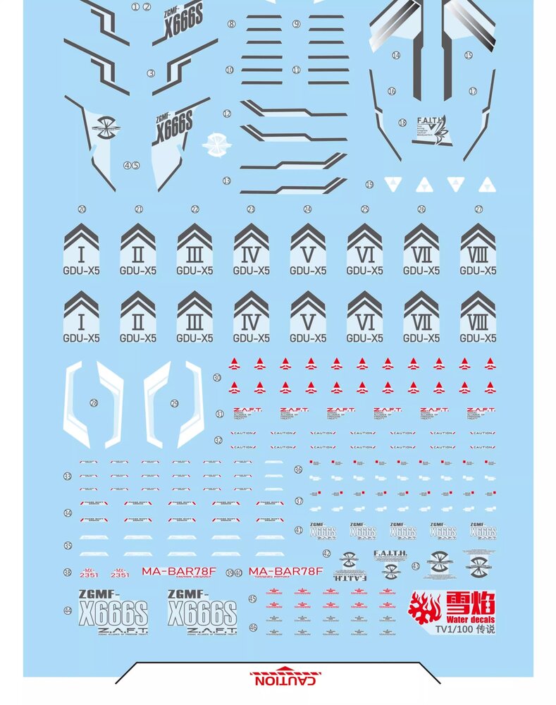 Flaming-Snow TV 1/100 Legend Gundam Fluorescent Decals