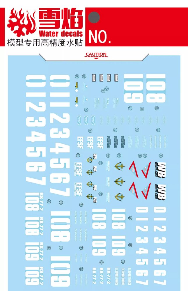 Flaming-Snow MG-99  RX-77-2 Guncannon Fluorescent Decals