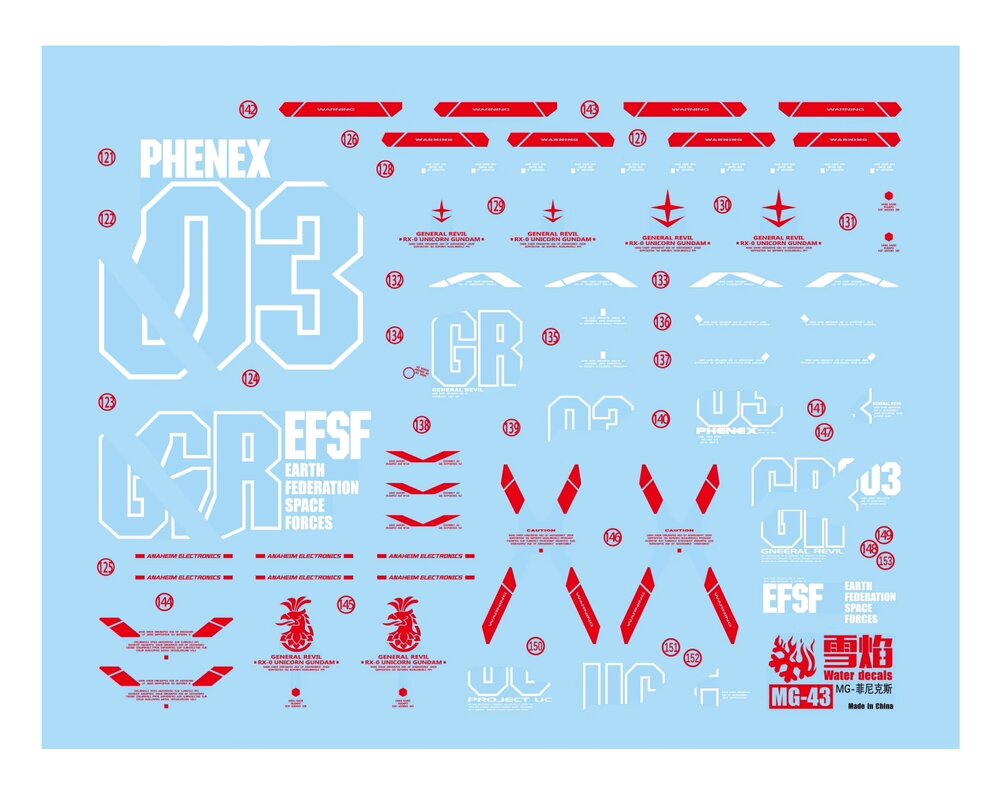 Flaming-Snow MG-43 Unicorn Phenex (Narrative Ver.) Fluorescent Decals