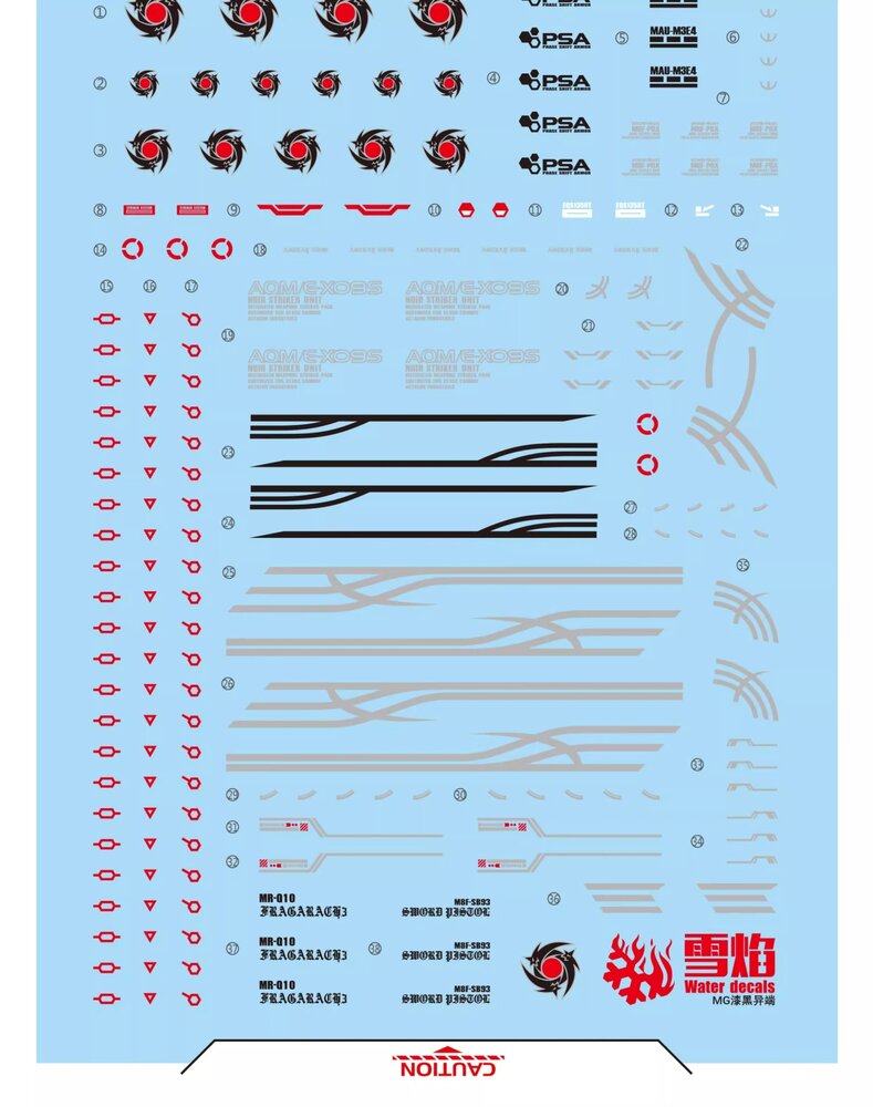 Flaming-Snow MG-148 Gundam Astray Noir Fluorescent Decals
