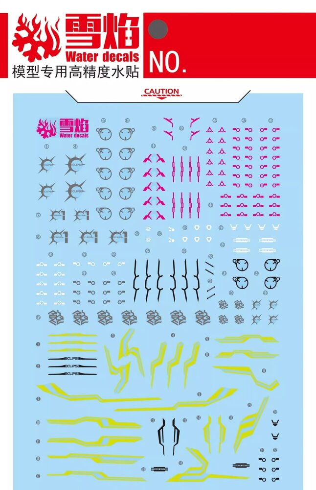 Flaming-Snow MG-141 Eclipse + Maneuver Type (Cyberized Color) Fluorescent Decals