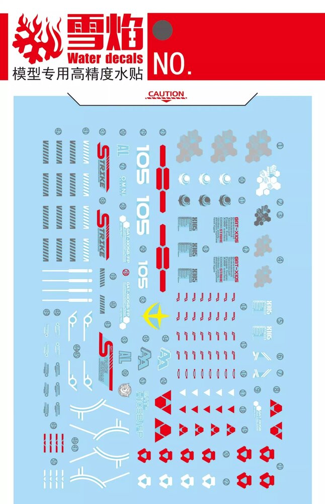 Flaming-Snow MG-100 GAT-X105B Build Strike Gundam Fluorescent Decals