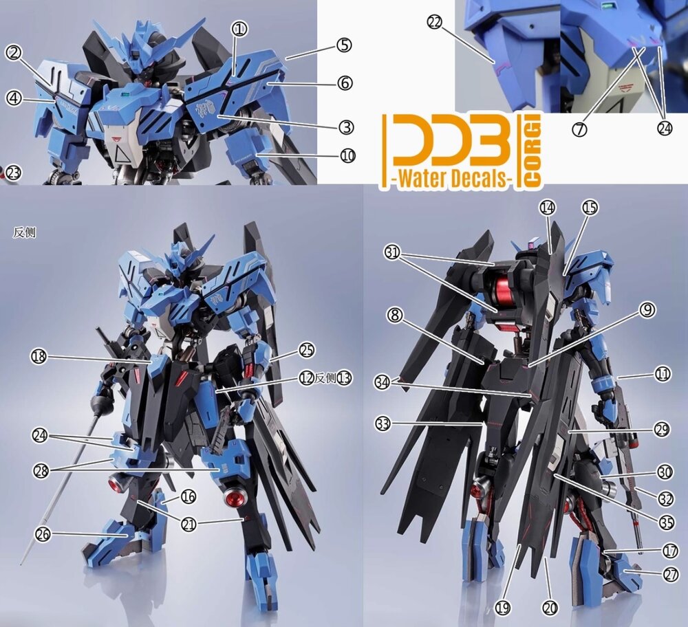 Flaming-Snow HG-60 Gundam Vidar (Metal Robot Spirits) Fluorescent Decals