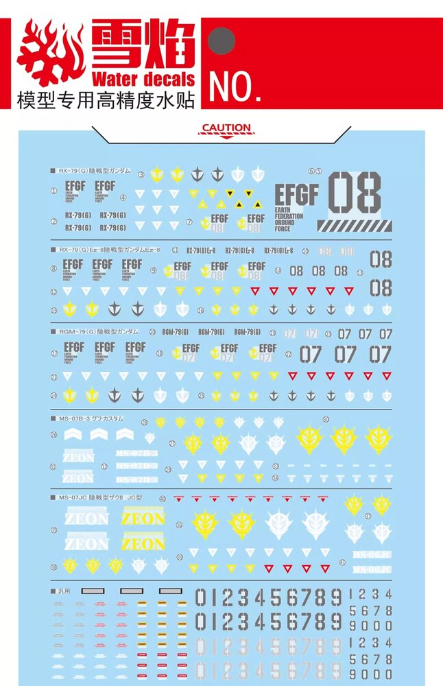 Flaming-Snow HG-56 The 08th MS Team / ZEON Fluorescent Decals