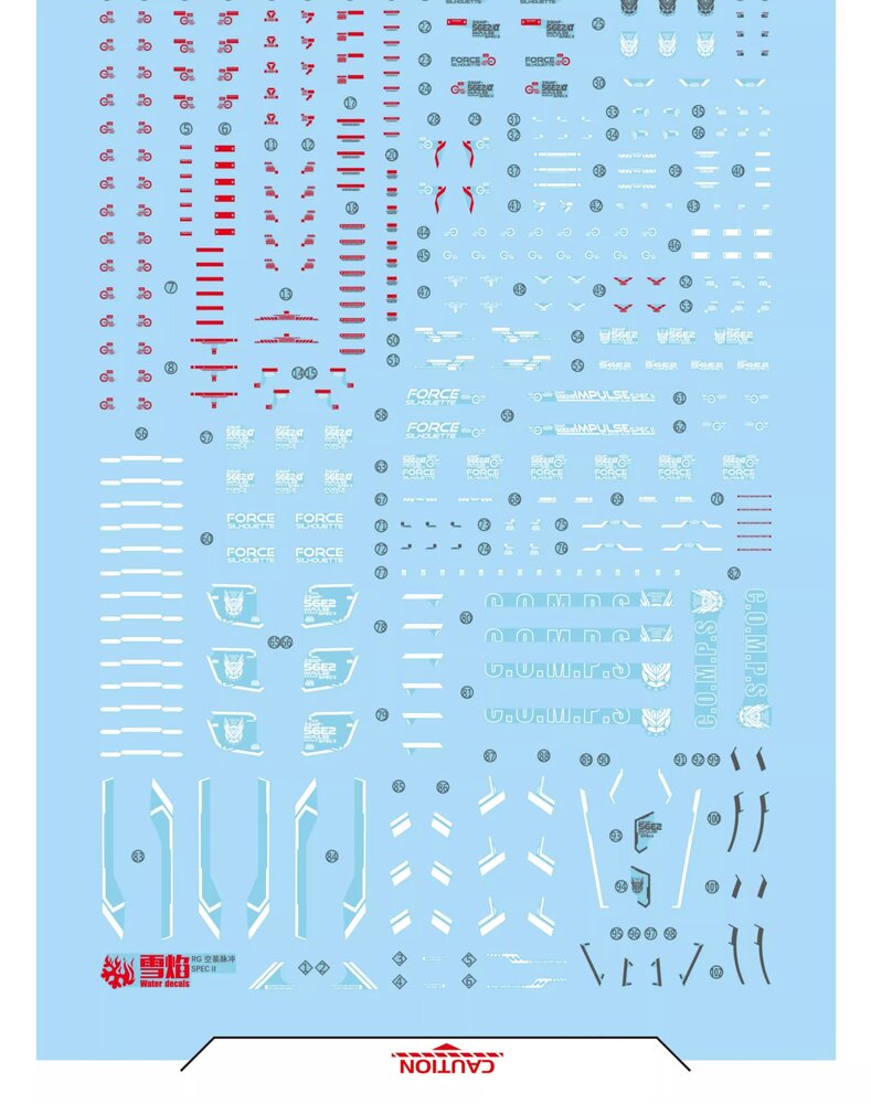 Flaming-Snow RG-52 Force Impulse Gundam Fluorescent Decals