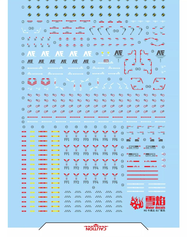 Flaming-Snow RG-53 RX-93 Nu First Lot Color Ver Fluorescent Decals