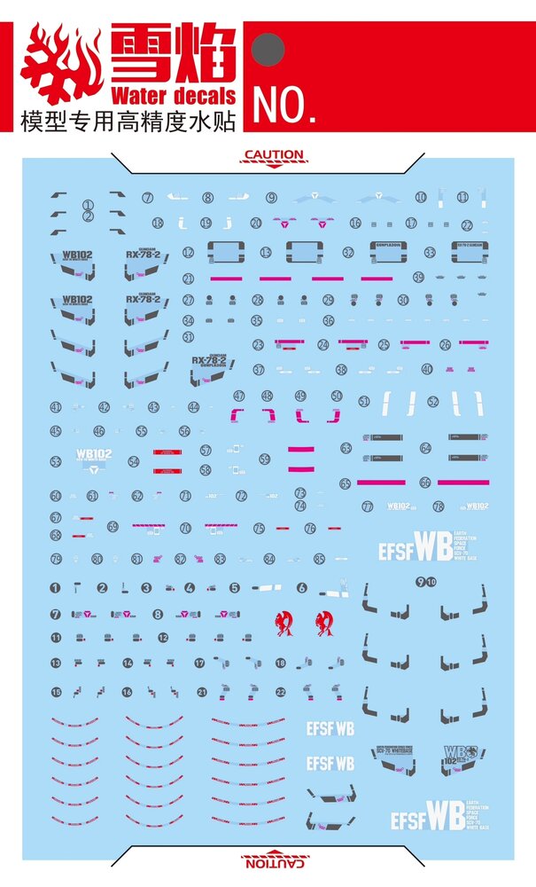 Flaming-Snow RG-01 RX-78-2 Gundam Fluorescent Decals