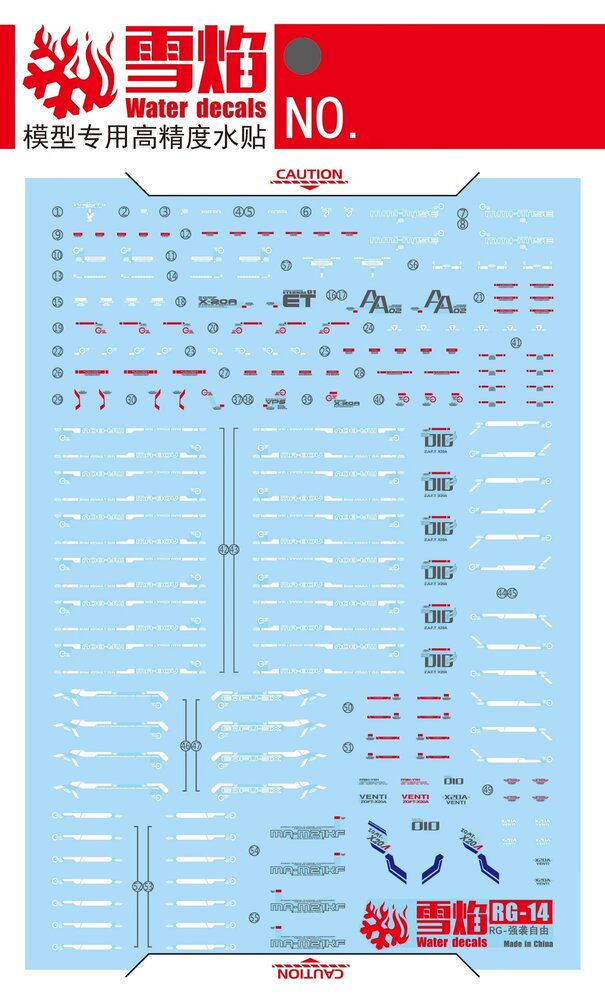 Flaming-Snow RG-14 Strike Freedom Gundam Fluorescent Decals