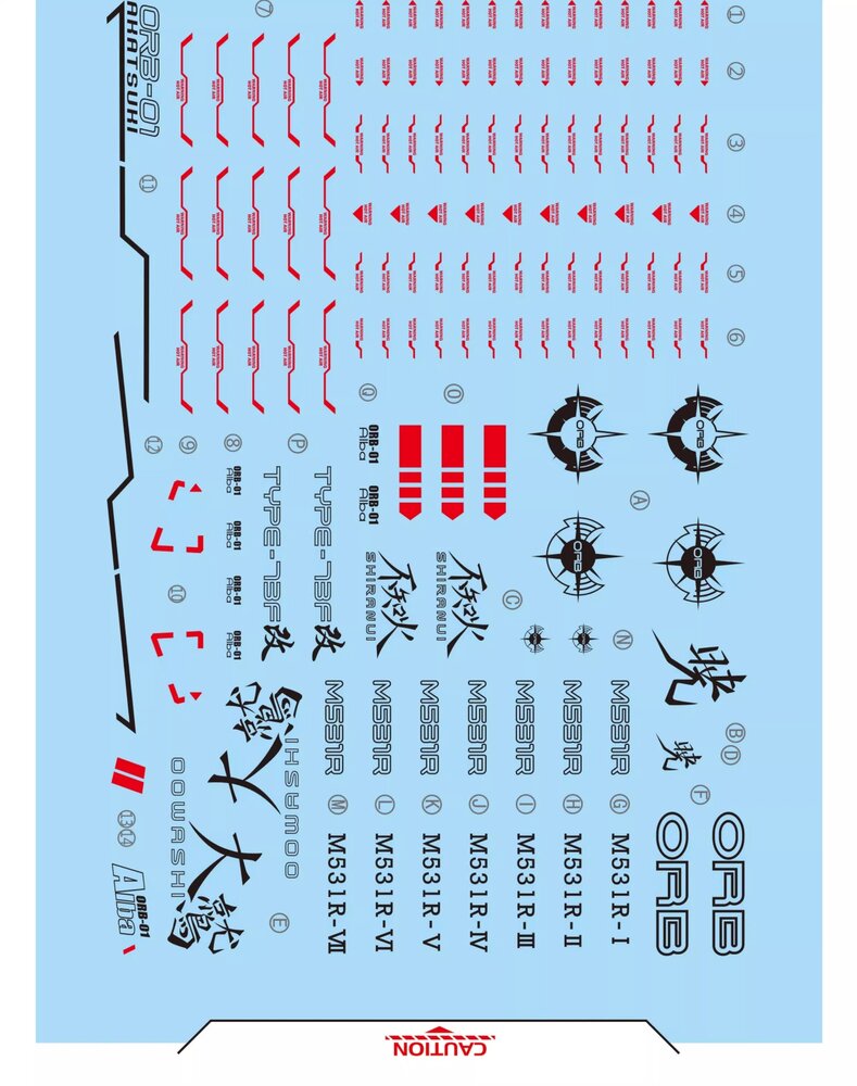 Flaming-Snow NG-TVA Akatsuki Gundam Fluorescent Decals