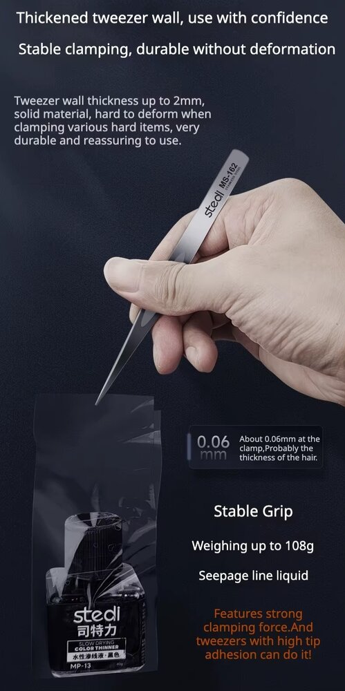 Stedi Thick-Walled Precision Tweezers (Curved) MS-163