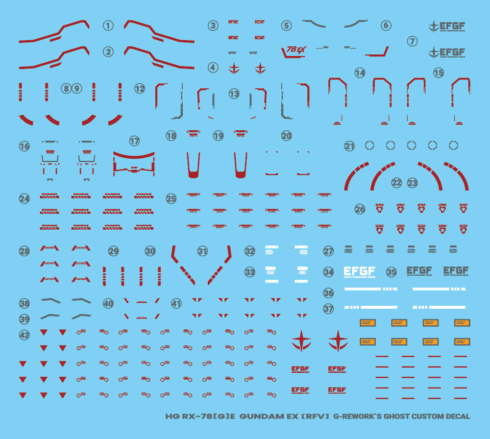 G-REWORK HG RX-78(G)E Gundam EX (RFV) Decals