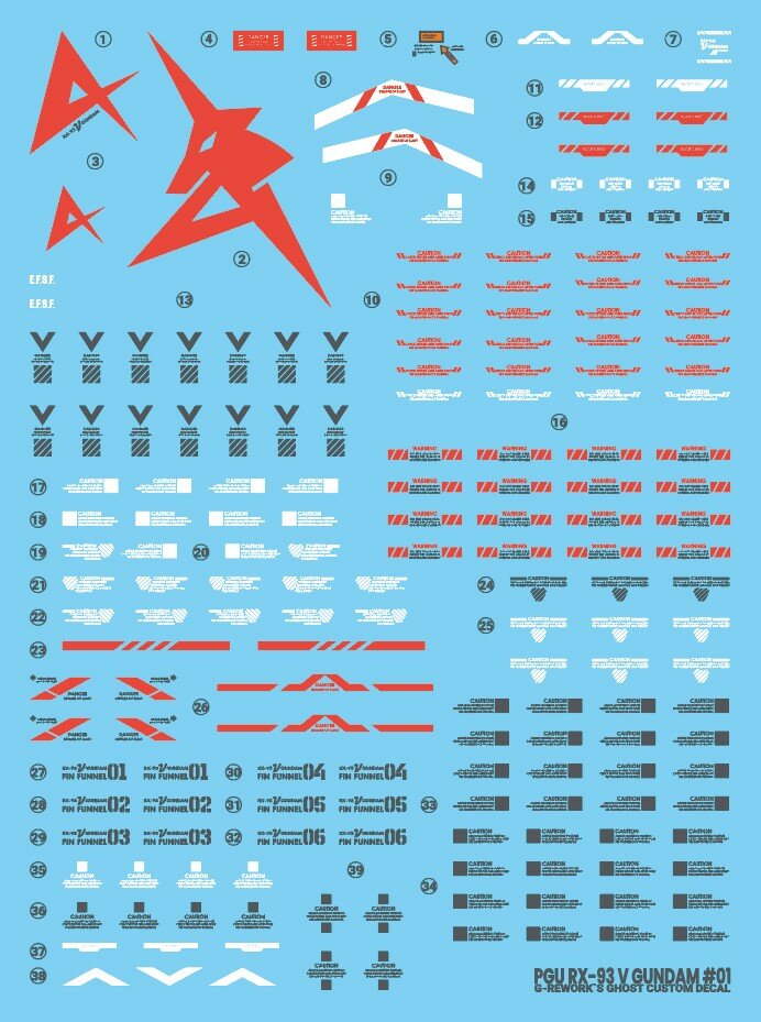 G-REWORK PG Unleashed RX-93 V Gundam Decals