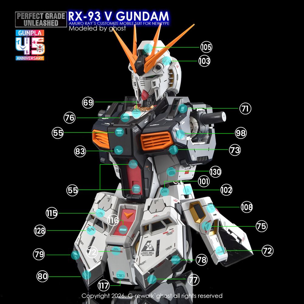 G-REWORK PG Unleashed RX-93 V Gundam Decals