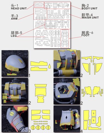 Cantonese-C Precut Tape voor AnchoreT-YJL MG Zaku II