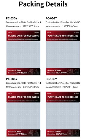 DSPIAE PC Series Pla Plate voor Modelbouw 3stuks. Beschikbaar in 4 Maten